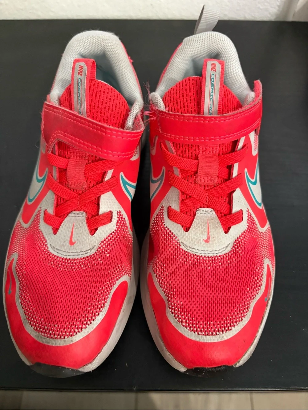 Nike Kids Red and Teal Hook-and-Loop Athletic Sneakers